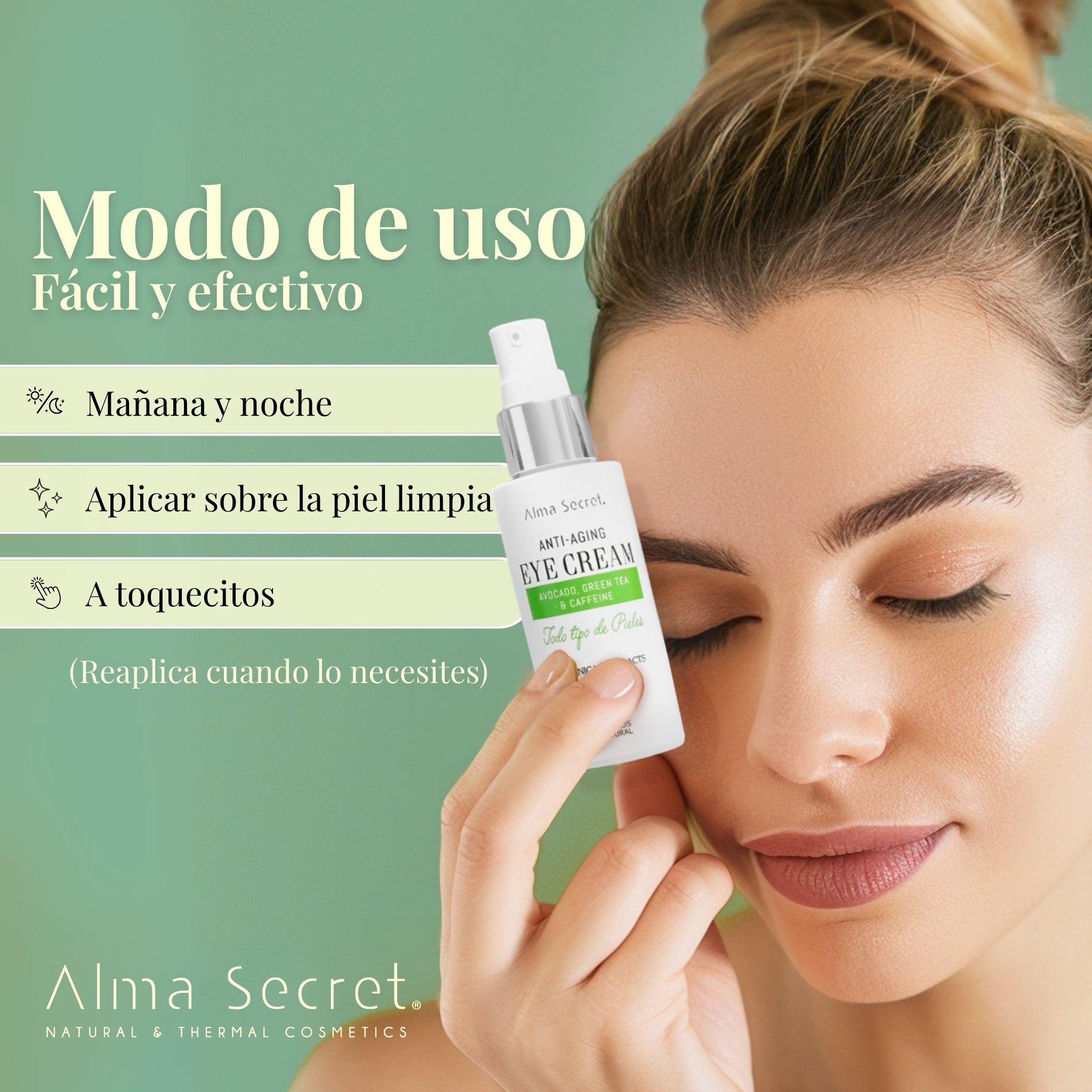 Contorno de Ojos Antiedad Aguacate y Cafeína | Reduce Bolsas y Ojeras | Alma Secret 30ml
