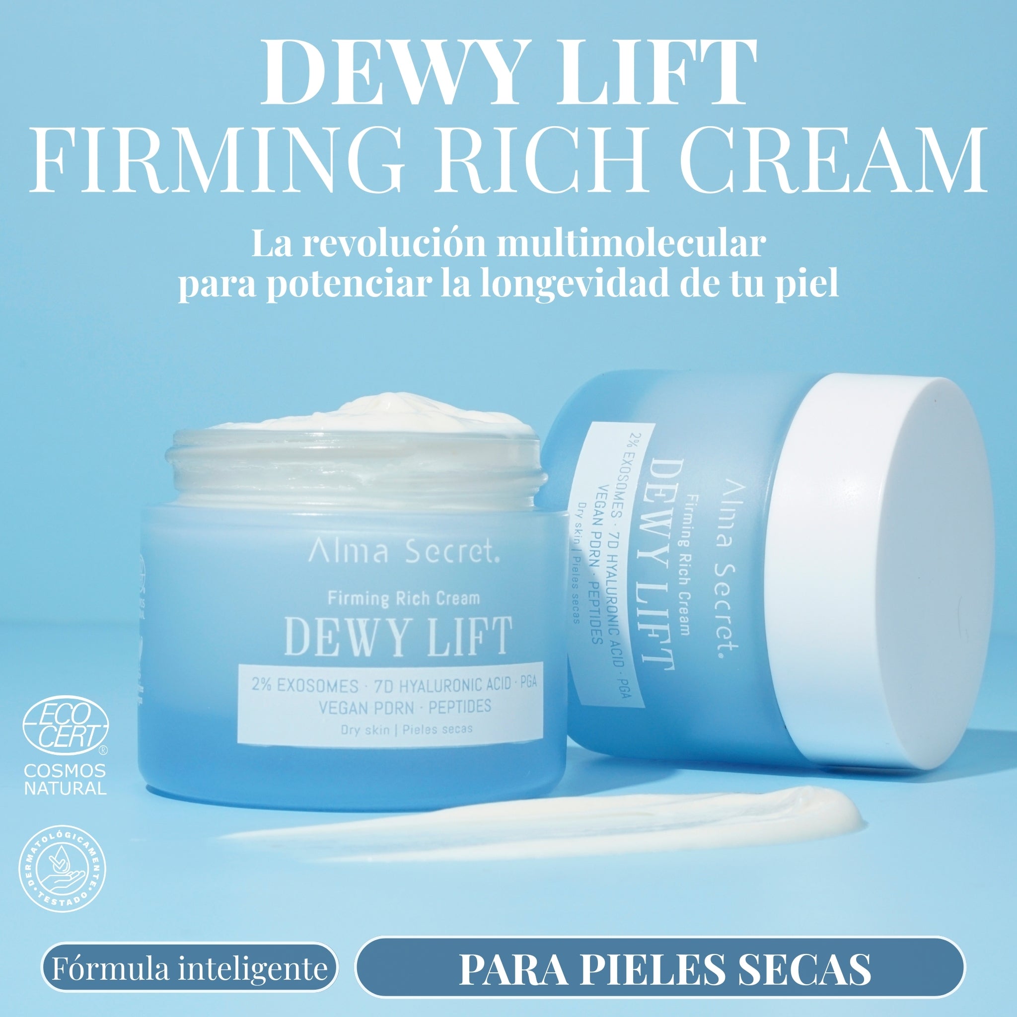 Crema Reafirmante con 2% Exosomas | Dewy Lift Rich Piel Seca | Alma Secret 50ml