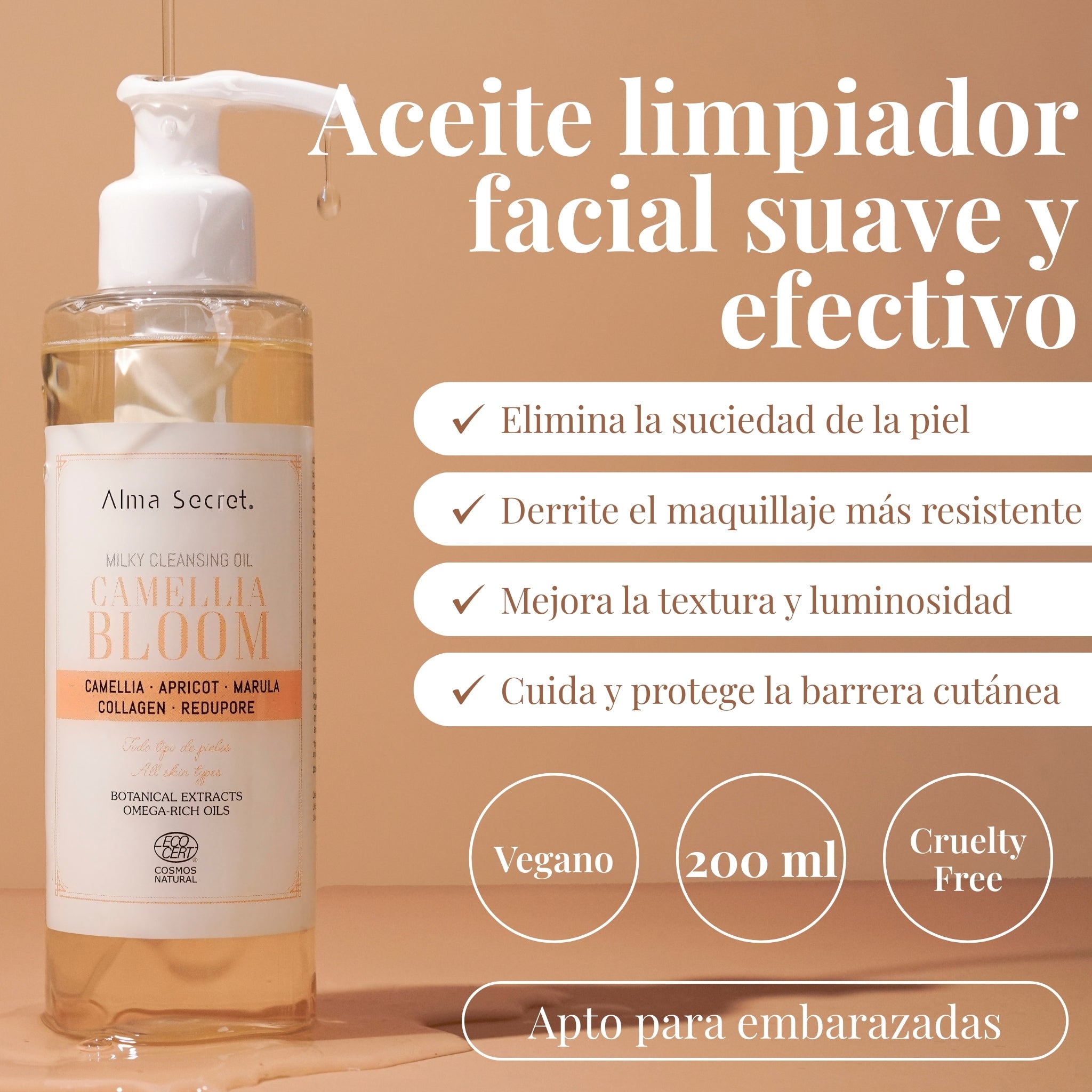 Aceite Desmaquillante Natural Oil to Milk | Camellia Bloom | Alma Secret 200ml