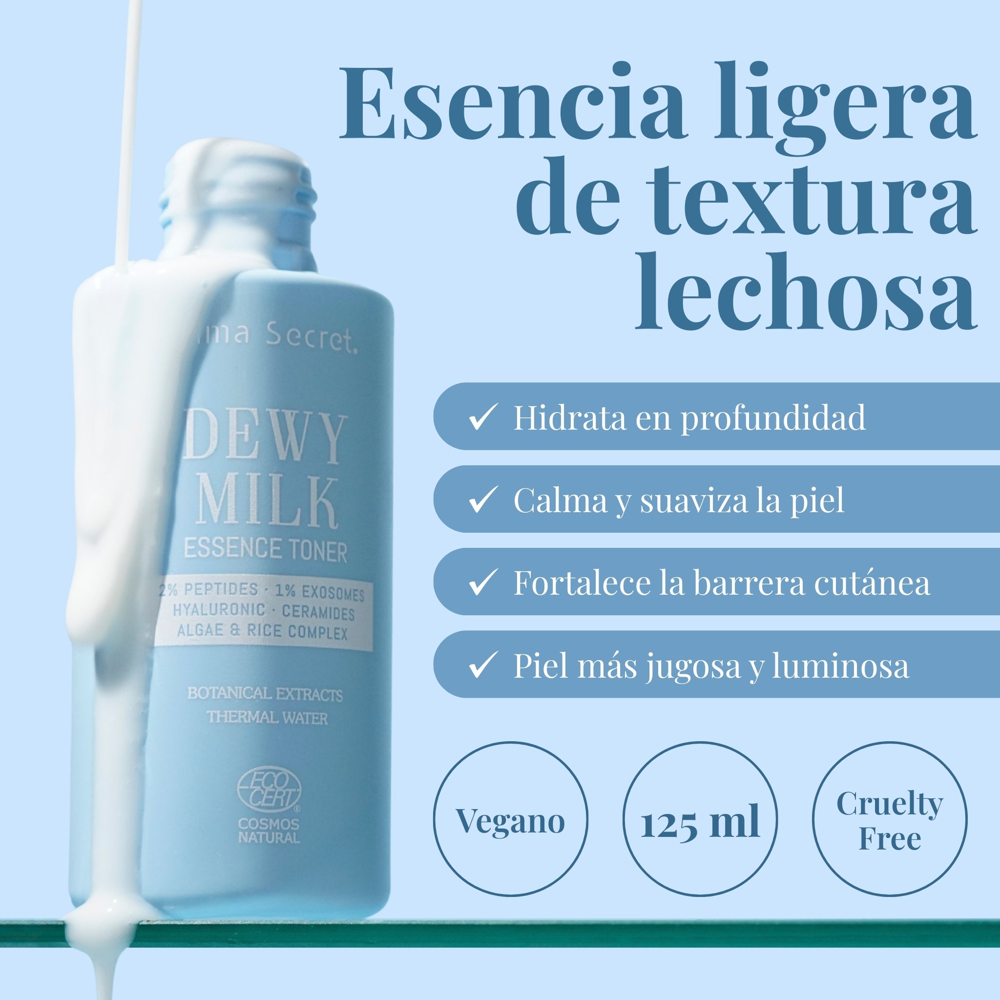 Tónico Esencia Hidratante con Exosomas y Péptidos | Dewy Milk 125ml | Alma Secret