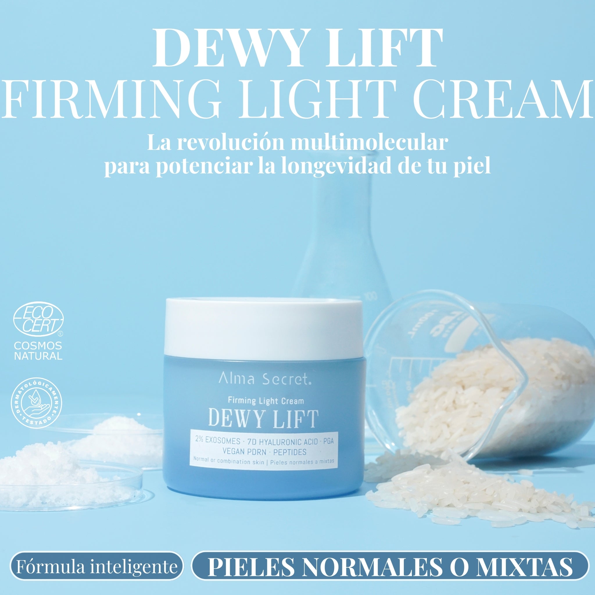 Crema Reafirmante con Exosomas 2% | Dewy Lift Light Piel Mixta | Alma Secret 50ml