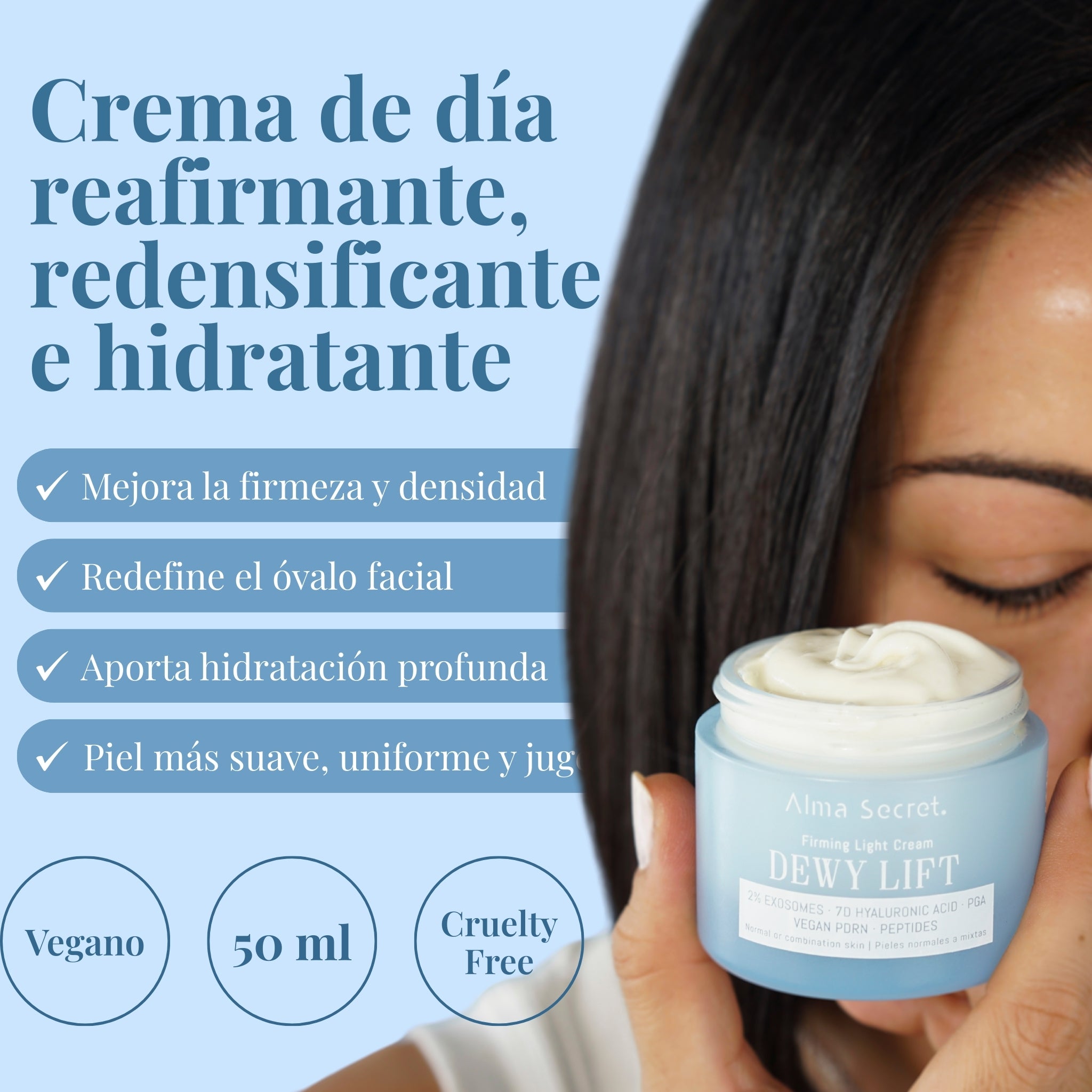 Crema Reafirmante con Exosomas 2% | Dewy Lift Light Piel Mixta | Alma Secret 50ml