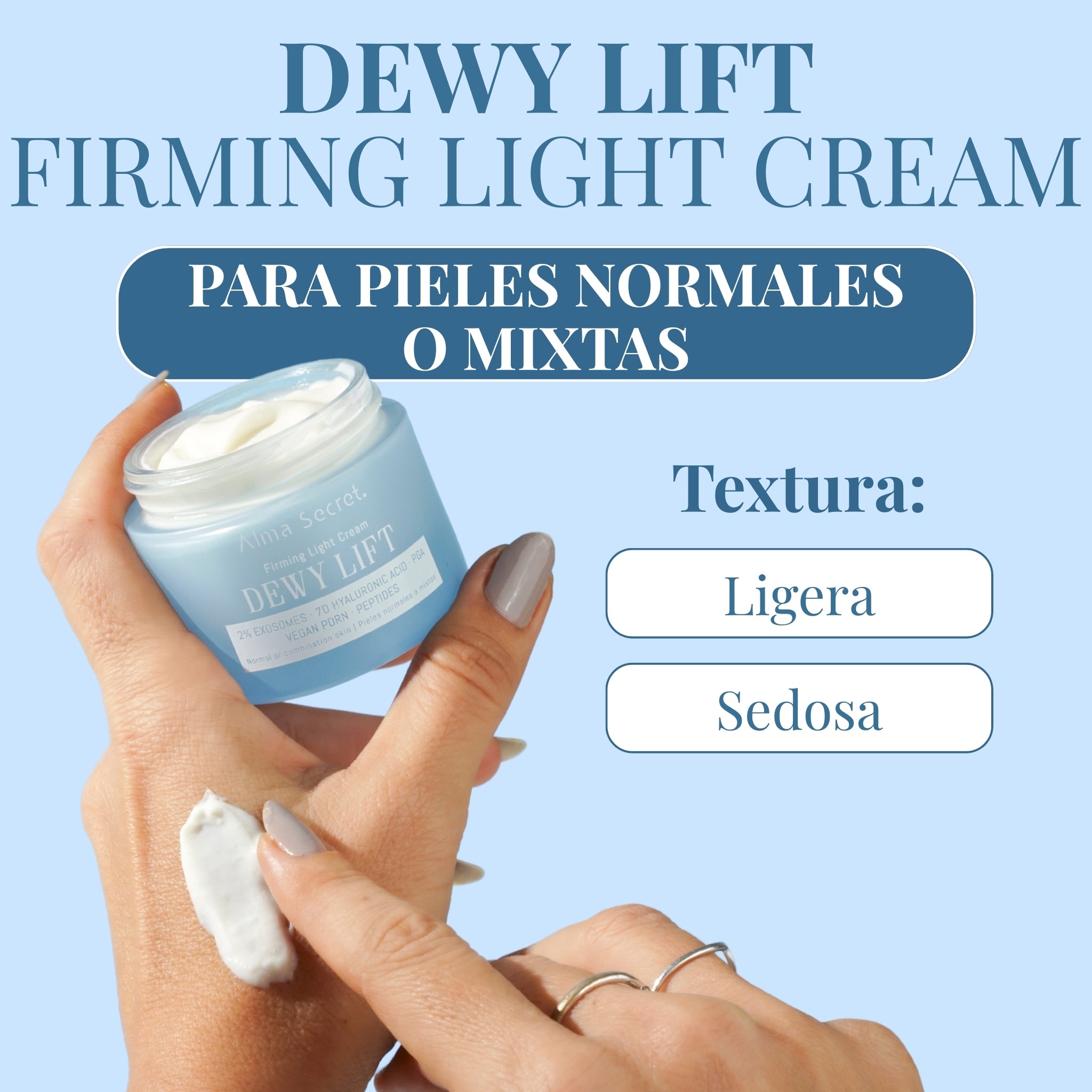 Crema Reafirmante con Exosomas 2% | Dewy Lift Light Piel Mixta | Alma Secret 50ml