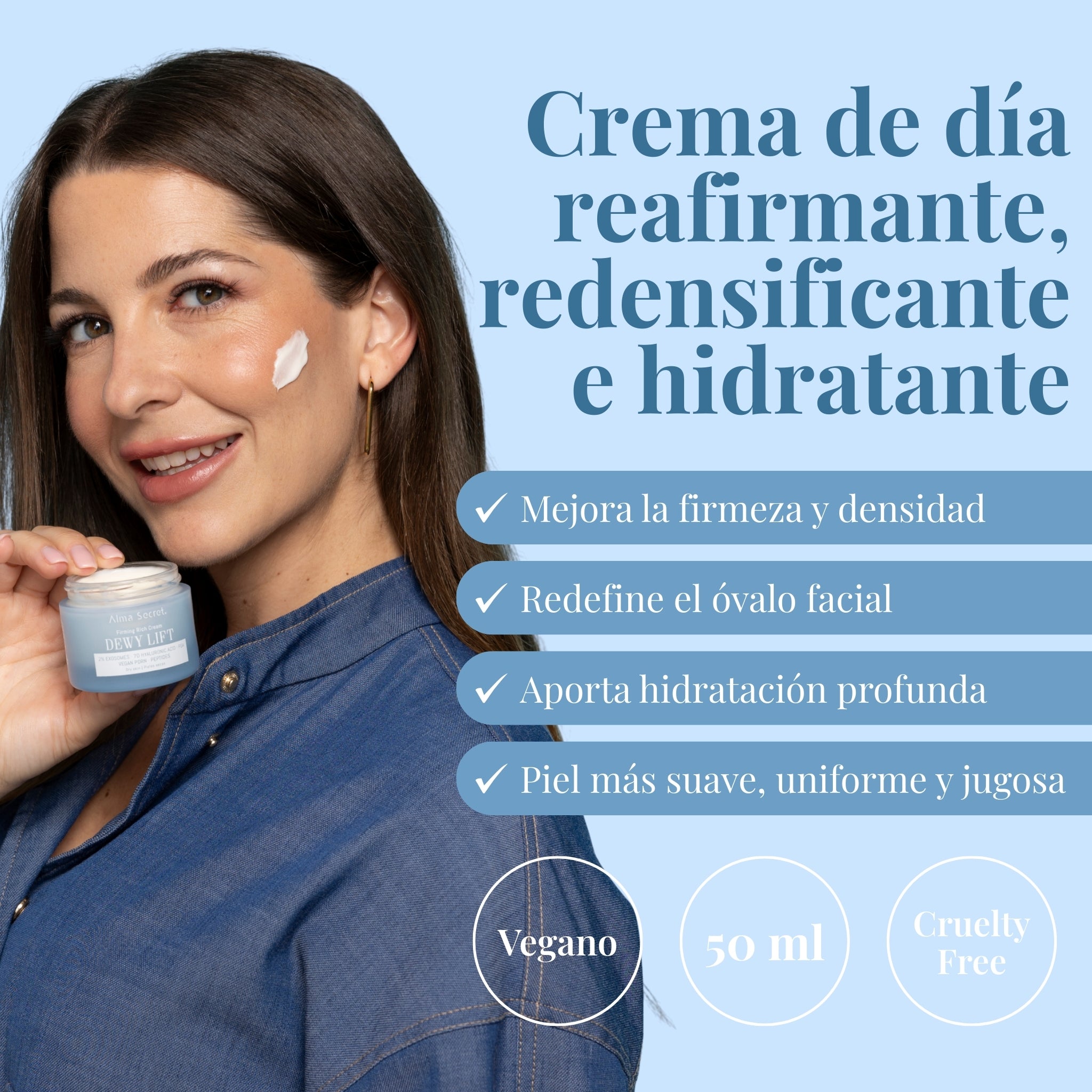Crema Reafirmante con 2% Exosomas | Dewy Lift Rich Piel Seca | Alma Secret 50ml