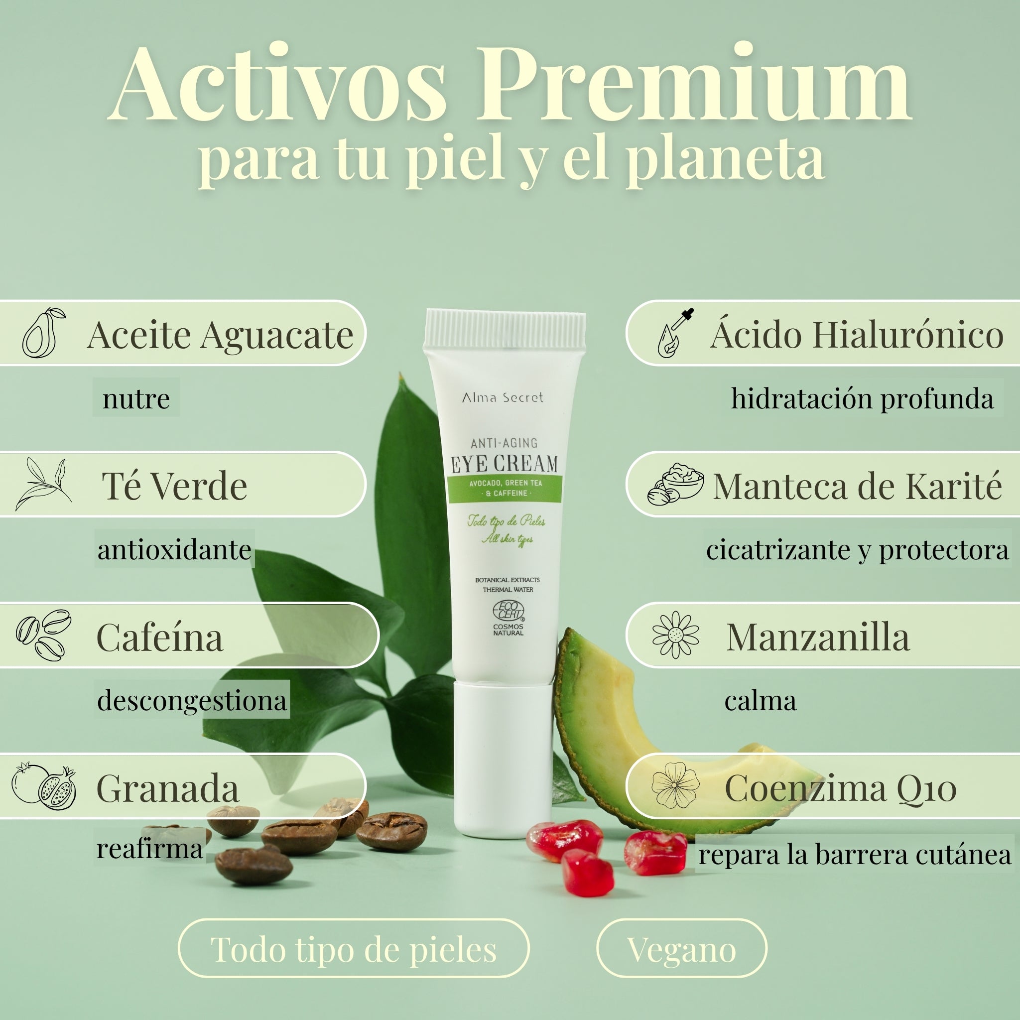 Contorno de Ojos Aguacate y Cafeína Formato Viaje 10ml | Alma Secret