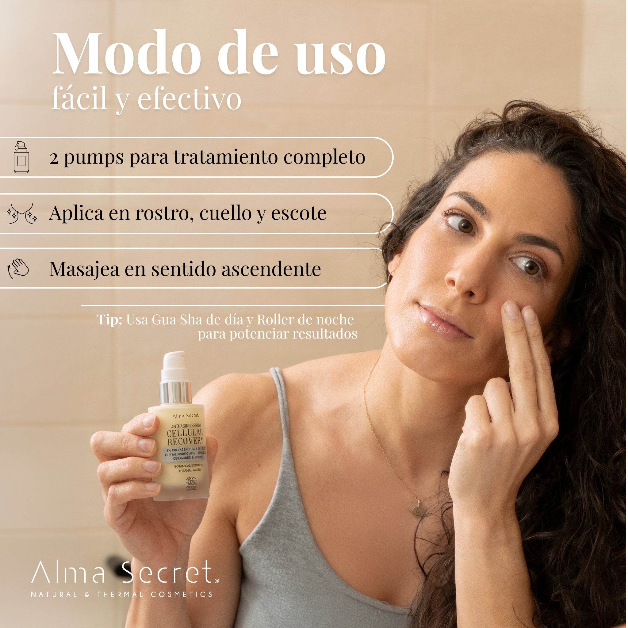 Sérum Facial 5% Colágeno y Ácido Hialurónico | Reafirmante | Alma Secret 50ml