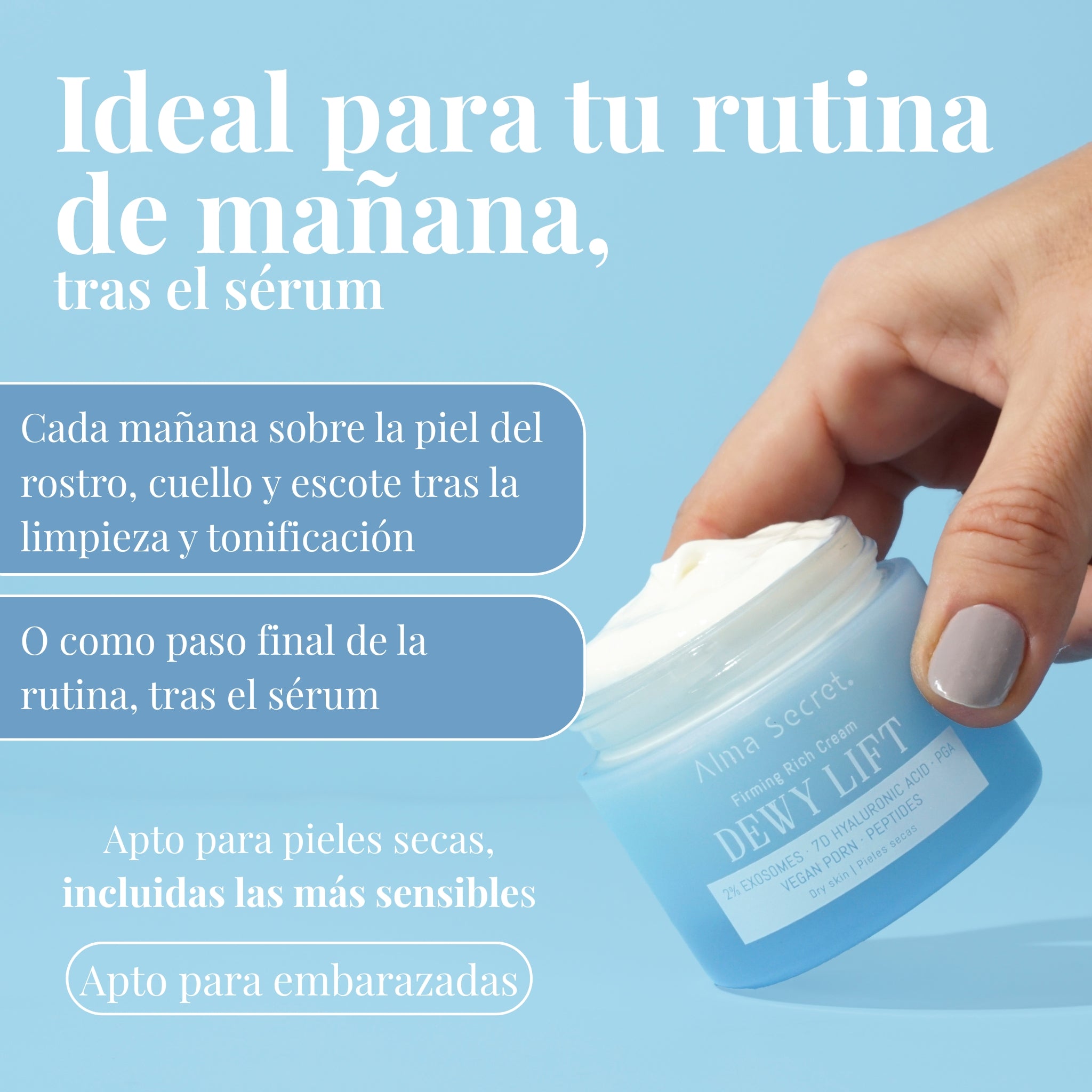 Crema Reafirmante con 2% Exosomas | Dewy Lift Rich Piel Seca | Alma Secret 50ml